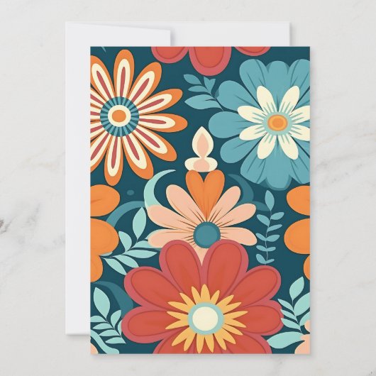 Zeventiger Retro Bloemenbruiloft Save The Date (Achterkant)