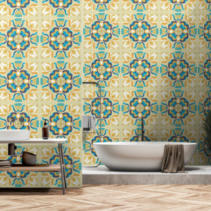 Zeventiger retro bloemenpatroon behang