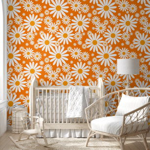 Zeventiger retro bloemenpatroon behang
