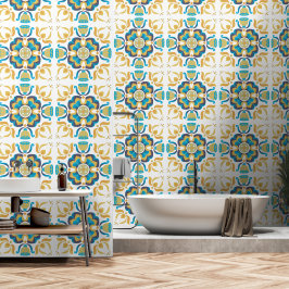 Zeventiger retro bloemenpatroon behang