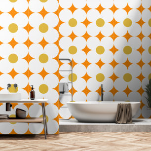 Zeventiger retro bloemenpatroon behang