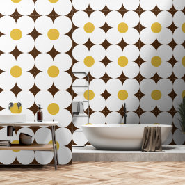 Zeventiger retro bloemenpatroon behang