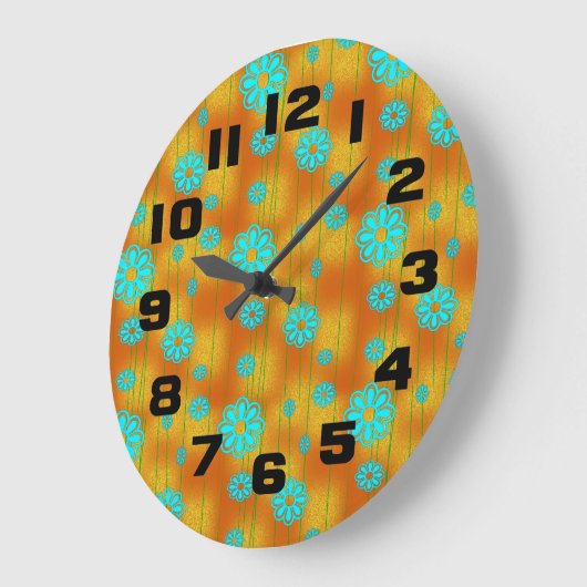 Zeventiger Retro Hippie Stijl Sinaasappel Grote Klok (Hoek)