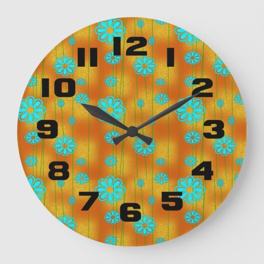 Zeventiger Retro Hippie Stijl Sinaasappel Grote Klok (Voorkant)