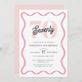 Zeventigste Retro Wavy Borders 70ste verjaardag Kaart (Voorkant / Achterkant)