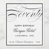 Zeventigste verjaardag of Jubileum 70e verjaardag Wijn Etiket (Enkel label)