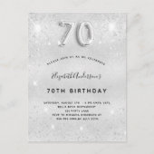 Zeventigste verjaardag zilveren sprankeltjes uitnodiging briefkaart (Voorkant)