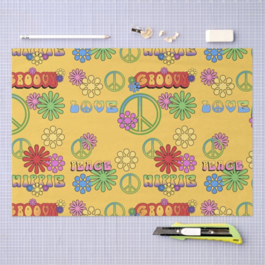 Zeventij hippie-patroonpapier tissuepapier (Craft)