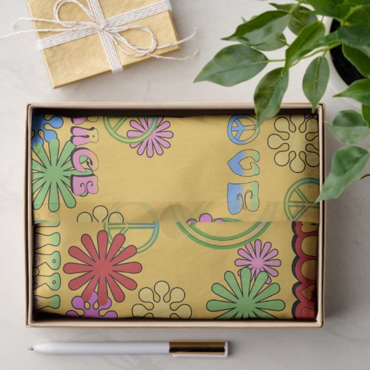 Zeventij hippie-patroonpapier tissuepapier (Geschenk)