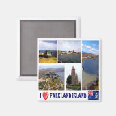 zFK003 FALKLAND Islands I Love, Mosaic, Fridge Magneet (Voorkant / Achterkant)