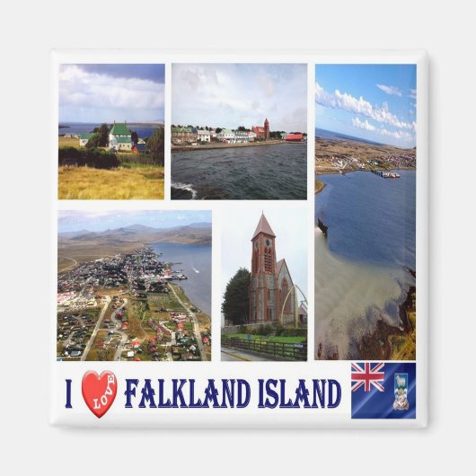 zFK003 FALKLAND Islands I Love, Mosaic, Fridge Magneet (Voorkant)