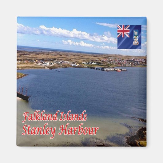 zFK007 STANLEY Harbour, Falklandeilanden, Fridge Magneet (Voorkant)