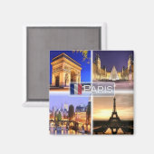 zFR018 PARIS 's nachts, Fridge Magneet (Voorkant / Achterkant)