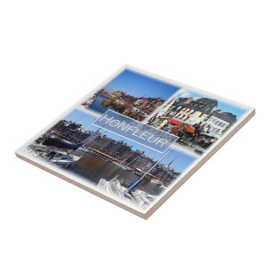 zFR028 HONFLEUR-haven, Normandië, Tegeltje