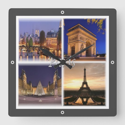zFR030 PARIS, Frankrijk, Europa, Vierkante Klok (Voorkant)