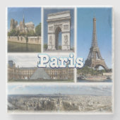 zFR032 TOUR EIFFEL en PARIS, Frankrijk, Europa, Stenen Onderzetter (Voorkant)
