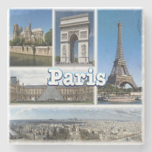 zFR032 TOUR EIFFEL en PARIS, Frankrijk, Europa, Stenen Onderzetter (Voorkant)