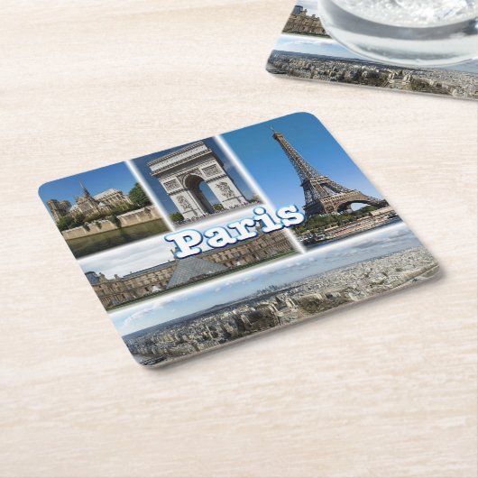 zFR032 TOUR EIFFEL en PARIS, Frankrijk, Kartonnen Onderzetters (Schuin)