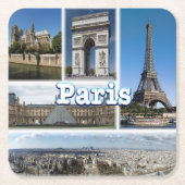 zFR032 TOUR EIFFEL en PARIS, Frankrijk, Kartonnen Onderzetters (Voorkant)