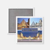 zFR047 THE LOUVRE PYRAMID, Parijs, Frankrijk, Frid Magneet (Voorkant / Achterkant)
