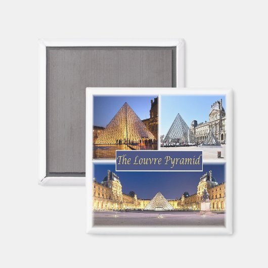 zFR047 THE LOUVRE PYRAMID, Parijs, Frankrijk, Frid Magneet (Voorkant / Achterkant)