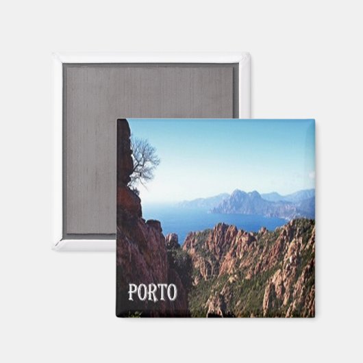 zFR109 Stad PORTO op Corsica, Frankrijk, Fridge Magneet (Voorkant / Achterkant)