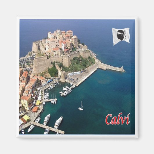 zFR121 CALVI panorama, Corsica, Fridge Magnet (Voorkant)