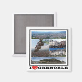 zFR132 GRENOBLE I Love, France, Fridge Magneet (Voorkant / Achterkant)