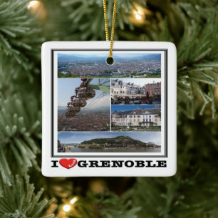 zFR132 GRENOBLE I Love, Frankrijk, Keramisch Ornament
