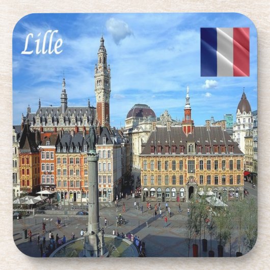 zFR136 panorama van LILLE, Frankrijk, Europa, Bier Onderzetter (Voorkant)