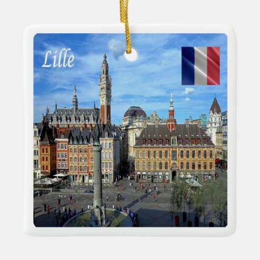 zFR136 panorama van LILLE, Frankrijk, Europa, Keramisch Ornament (Voorkant)