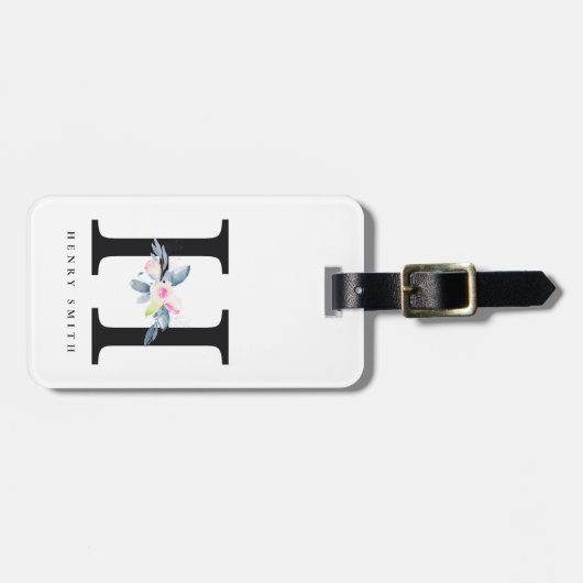 ZFT BLUSH BLUE FLORAL ALPHABETS NAME BRIEF H BAGAGELABEL (Voorkant horizontaal)