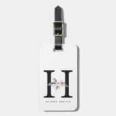 ZFT BLUSH BLUE FLORAL ALPHABETS NAME BRIEF H BAGAGELABEL (Voorkant verticaal)