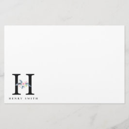 ZFT BLUSH BLUE FLORAL ALPHABETS NAME BRIEF H BRIEFPAPIER