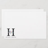 ZFT BLUSH BLUE FLORAL ALPHABETS NAME BRIEF H BRIEFPAPIER (Voorkant / Achterkant)