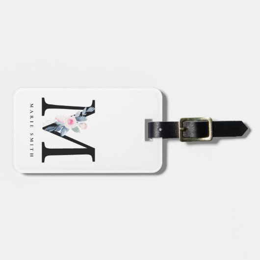 ZFT BLUSH BLUE FLORAL ALPHABETS NAME BRIEF M BAGAGELABEL (Voorkant horizontaal)