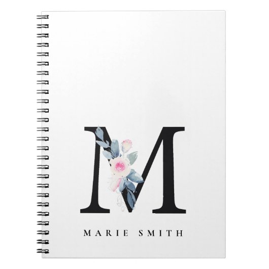 ZFT BLUSH BLUE FLORAL ALPHABETS NAME BRIEF M NOTITIEBOEK (Voorkant)