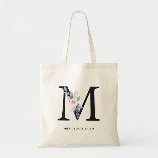 ZFT BLUSH BLUE FLORAL ALPHABETS NAME BRIEF M TOTE BAG (Voorkant)