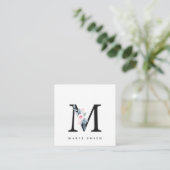 ZFT BLUSH BLUE FLORAL ALPHABETS NAME BRIEF M VIERKANTE VISITEKAARTJE (Staand voorkant)