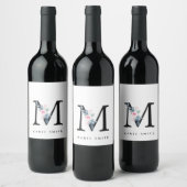 ZFT BLUSH BLUE FLORAL ALPHABETS NAME BRIEF M WIJN ETIKET (Flessen)