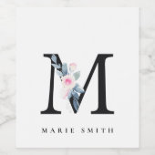 ZFT BLUSH BLUE FLORAL ALPHABETS NAME BRIEF M WIJN ETIKET (Enkel label)