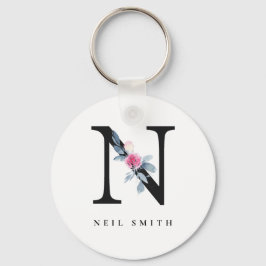 ZFT BLUSH BLUE FLORAL ALPHABETS NAME BRIEF N SLEUTELHANGER