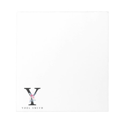 ZFT BLUSH BLUE FLORAL ALPHABETS NAME BRIEF Y NOTITIEBLOK (Voorkant)