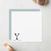 ZFT BLUSH BLUE FLORAL ALPHABETS NAME BRIEF Y NOTITIEKAARTJE (Voorkant / Achterkant in situ)