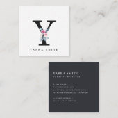 ZFT BLUSH BLUE FLORAL ALPHABETS NAME BRIEF Y VIERKANTE VISITEKAARTJE (Voorkant / Achterkant)