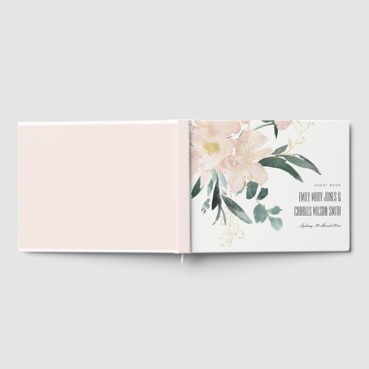 ZFT BLUSH GOLD BUNCH LIJST WATERVERF WEDING GASTENBOEK (Volledig)