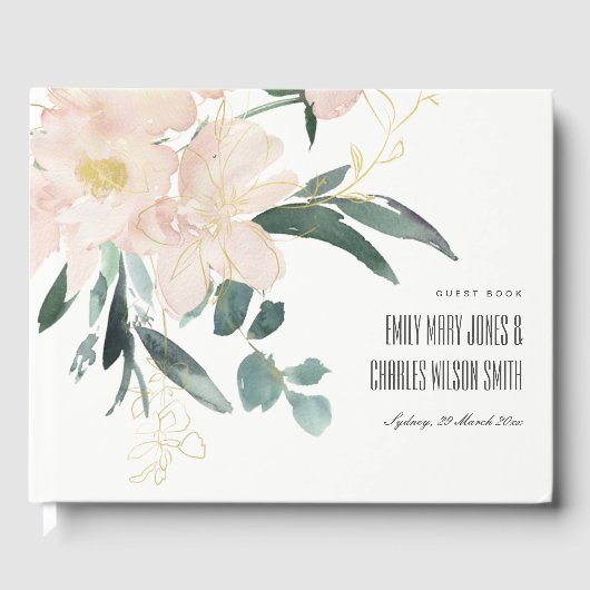 ZFT BLUSH GOLD BUNCH LIJST WATERVERF WEDING GASTENBOEK (Voorkant)