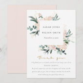 ZFT BLUSH GOLD FLORAL LIJST WATERVERF WEDING BEDANKKAART (Voorkant / Achterkant)