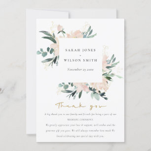 ZFT BLUSH GOLD FLORAL LIJST WATERVERF WEDING BEDANKKAART