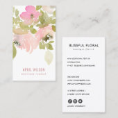 ZFT BLUSH PINK WATERVERF ROOS FLORAL BUNCH VISITEKAARTJE (Voorkant / Achterkant)